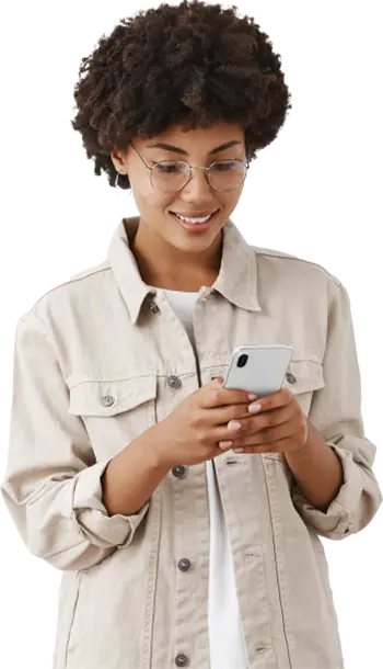Woman in white shirt using Mobile Phone